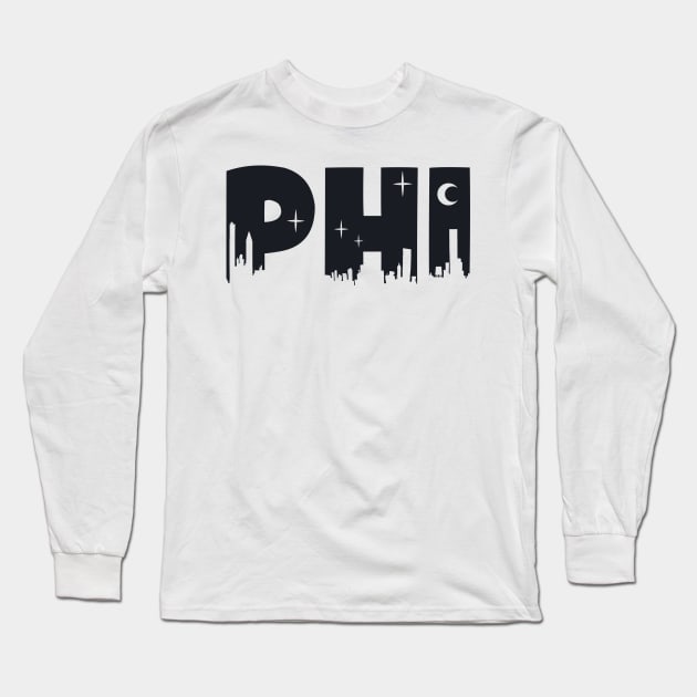 Phi Cityscape Letters Long Sleeve T-Shirt by Rosemogo